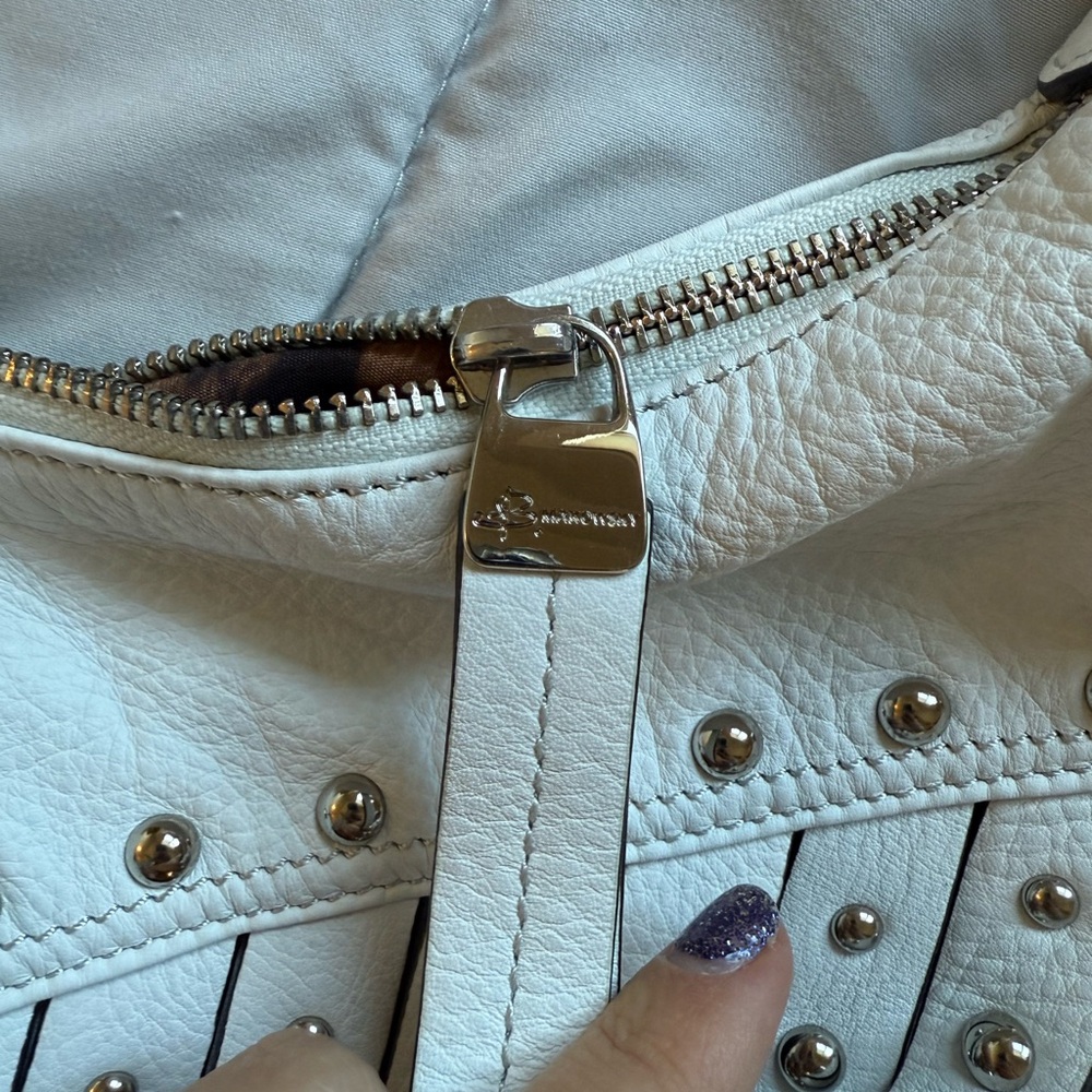 b. makowsky White with Silver & Gold Studded Hobo Bag - LIKE NEW - Picture 4 of 8